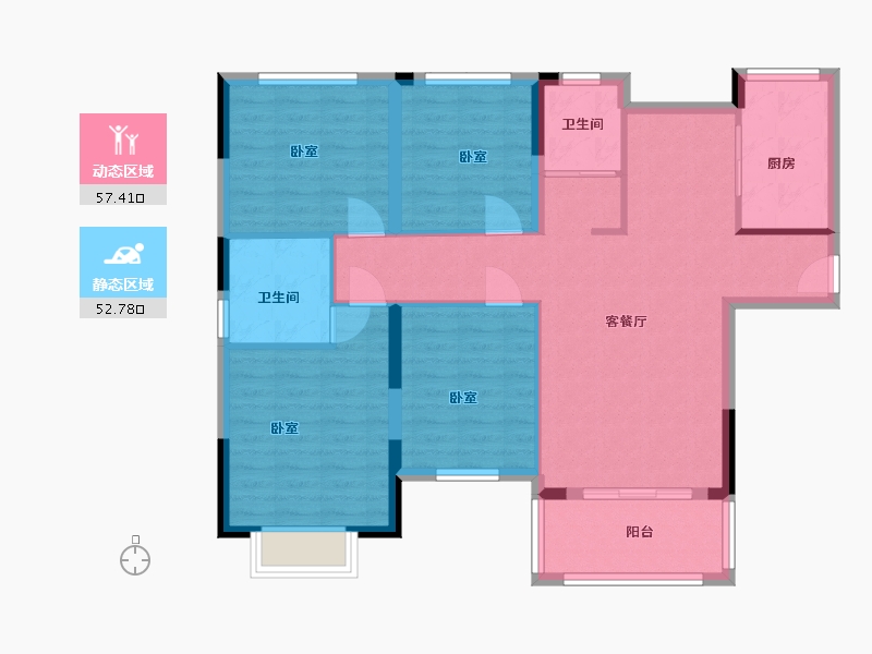 湖北省-咸宁市-碧水龙城-99.05-户型库-动静分区