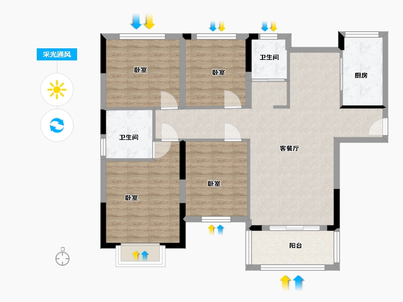 湖北省-咸宁市-碧水龙城-99.05-户型库-采光通风