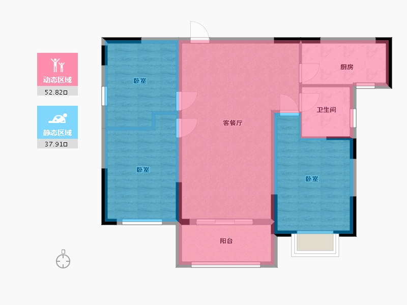 湖北省-咸宁市-碧水龙城-81.72-户型库-动静分区