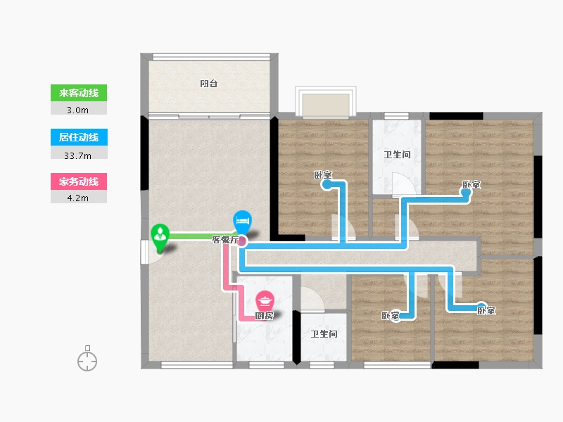 湖南省-郴州市-公园华府-100.60-户型库-动静线