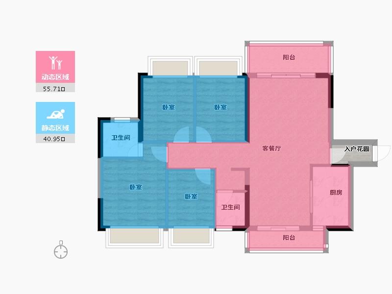 广东省-梅州市-梅花又一城-88.81-户型库-动静分区