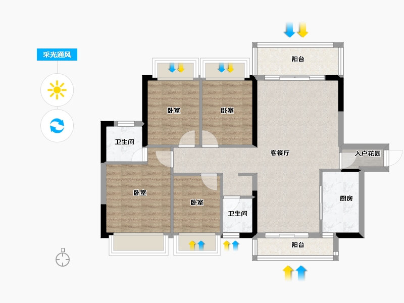 广东省-梅州市-梅花又一城-88.81-户型库-采光通风