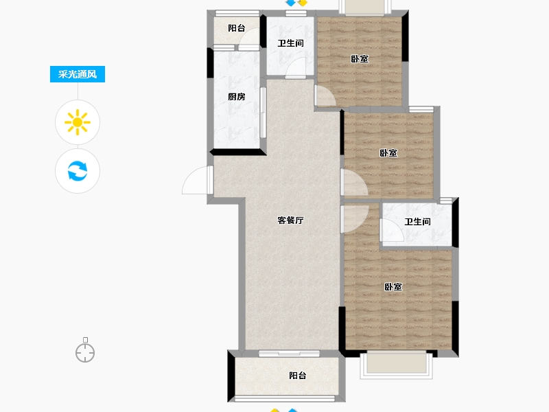 湖北省-咸宁市-璟湖世纪城-100.62-户型库-采光通风