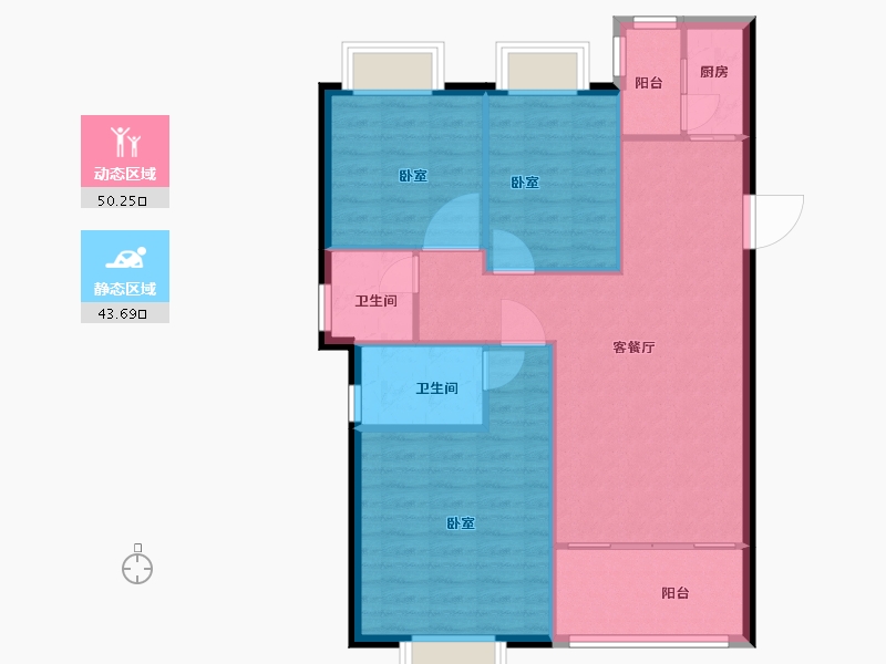 湖北省-咸宁市-璟湖世纪城-86.00-户型库-动静分区