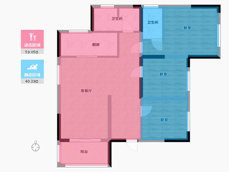 湖北省-咸宁市-碧水龙城-88.72-户型库-动静分区