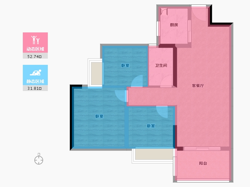 广东省-东莞市-春风格拉斯-75.47-户型库-动静分区