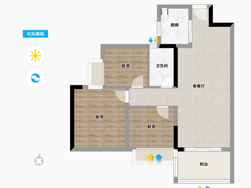 广东省-东莞市-春风格拉斯-75.47-户型库-采光通风