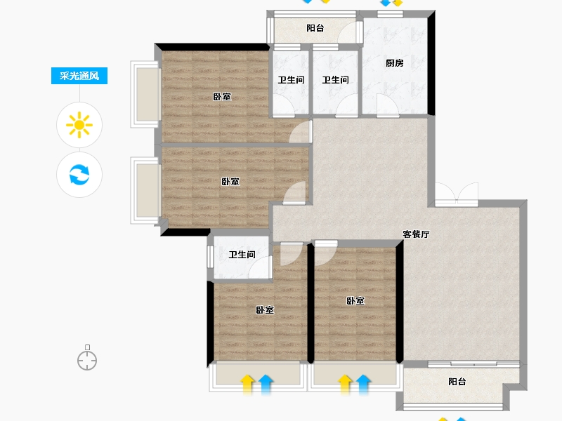 广东省-梅州市-梅州奥园集一广场-114.63-户型库-采光通风