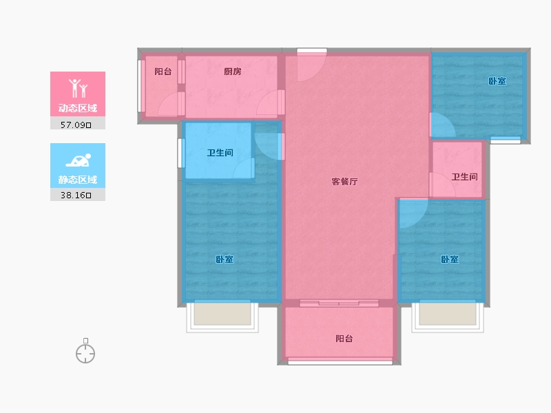 湖北省-咸宁市-始峰悦府-86.01-户型库-动静分区