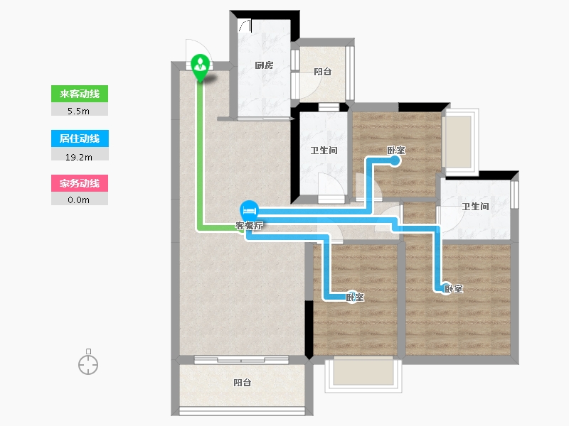 广东省-东莞市-碧桂园古梅荟-75.19-户型库-动静线