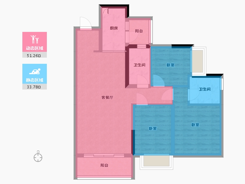 广东省-东莞市-碧桂园古梅荟-75.19-户型库-动静分区