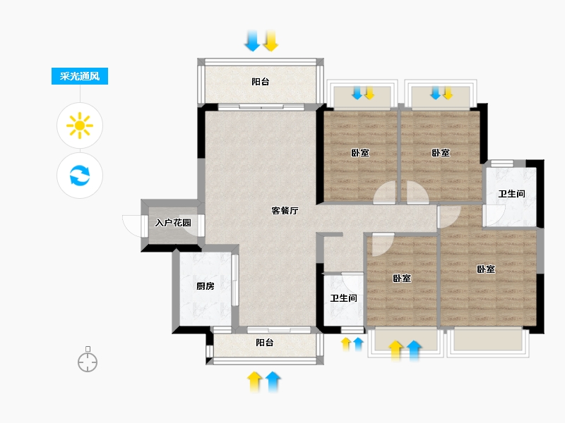 广东省-梅州市-梅花又一城-96.54-户型库-采光通风