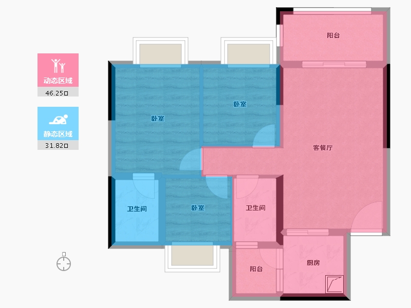 广东省-东莞市-光大山湖城-68.89-户型库-动静分区