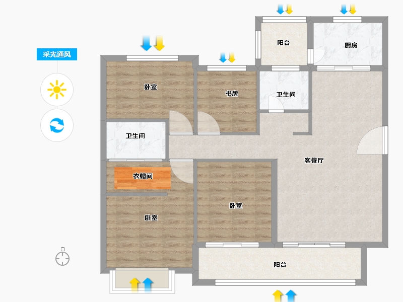 湖北省-咸宁市-宁城新都-103.62-户型库-采光通风