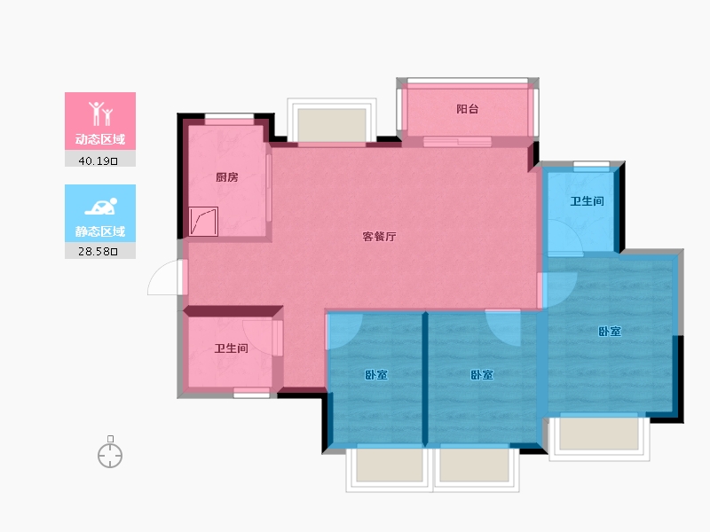 广东省-东莞市-正中峰璟湾-60.63-户型库-动静分区