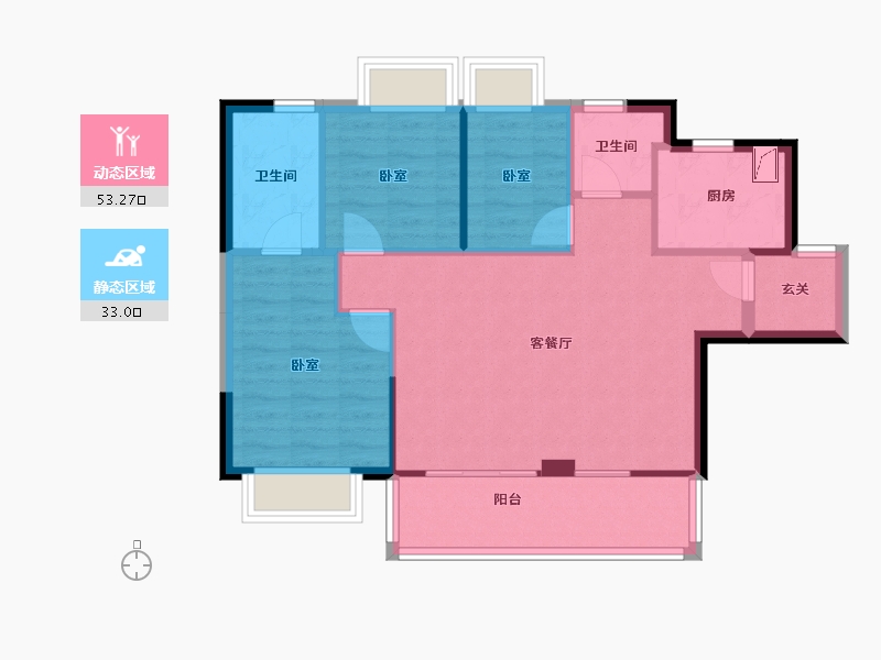 广东省-东莞市-阳光城愉景湾-77.47-户型库-动静分区