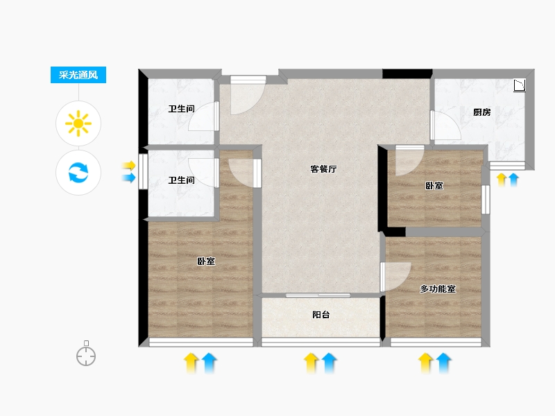 广东省-深圳市-会展湾水岸-62.59-户型库-采光通风