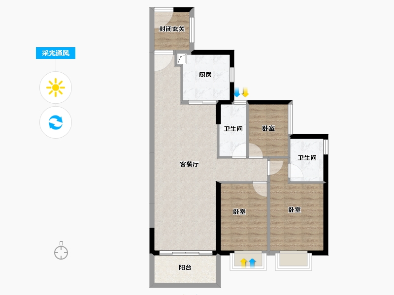 广东省-东莞市-时代天境-88.74-户型库-采光通风