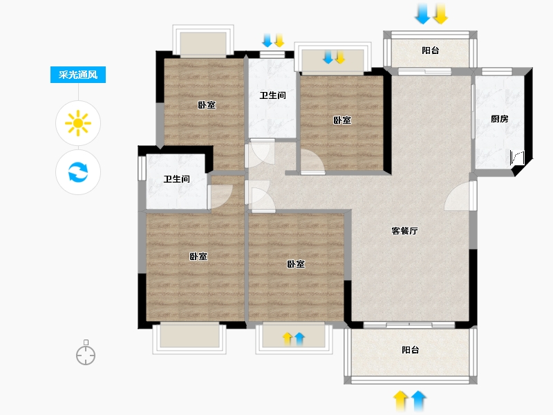 广东省-东莞市-颐景湾畔-95.81-户型库-采光通风