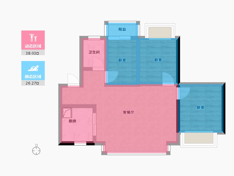 广东省-东莞市-正中峰璟湾-55.89-户型库-动静分区