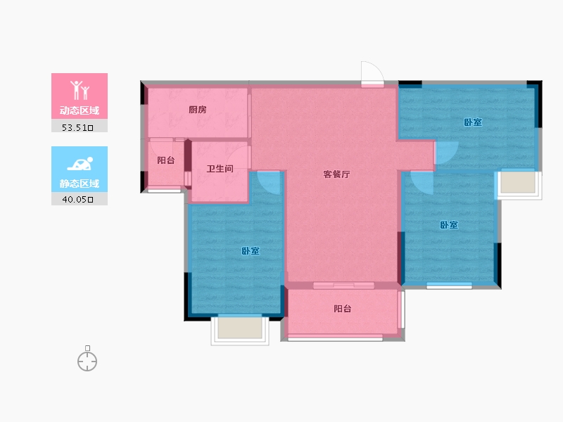 湖北省-咸宁市-碧水龙城-84.60-户型库-动静分区