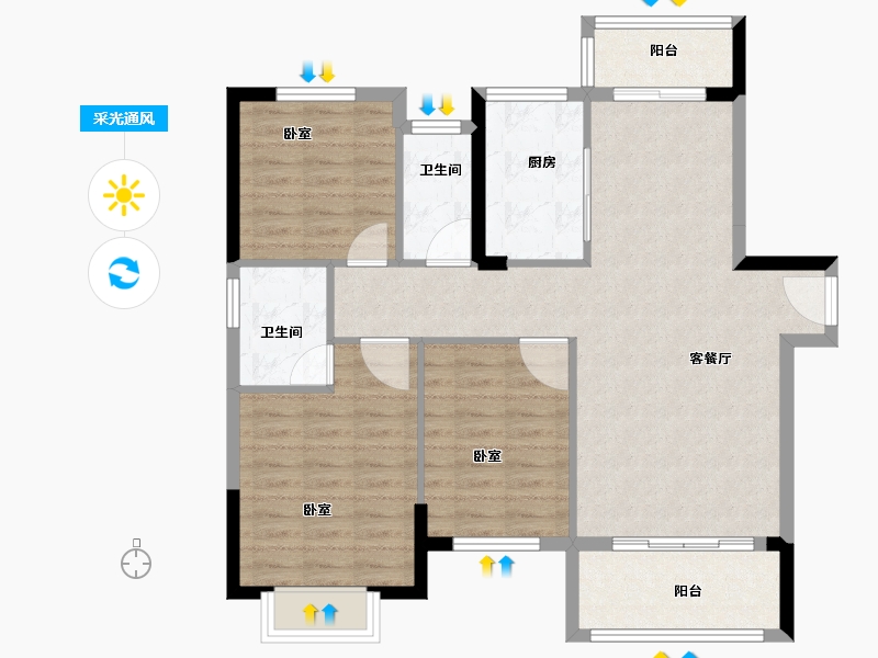 湖北省-咸宁市-三胜首府-94.00-户型库-采光通风