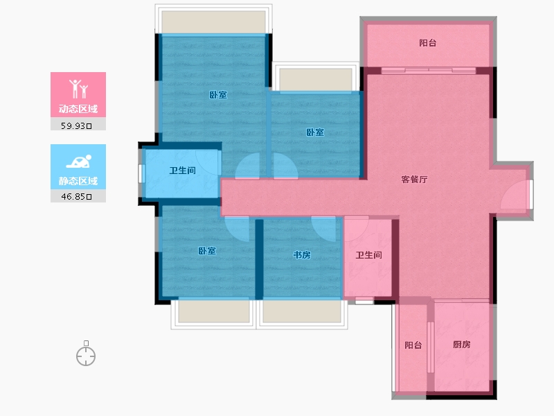 广东省-韶关市-云星钱隆誉园-94.85-户型库-动静分区