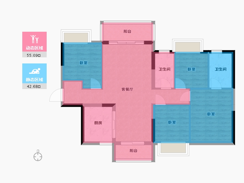 广东省-东莞市-碧桂园古梅荟-87.70-户型库-动静分区