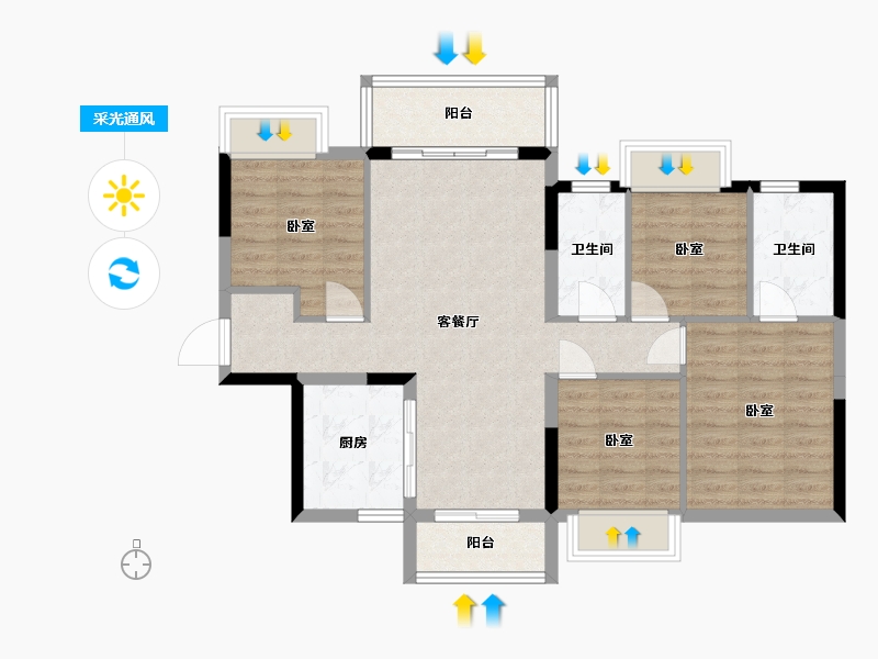 广东省-东莞市-碧桂园古梅荟-87.70-户型库-采光通风