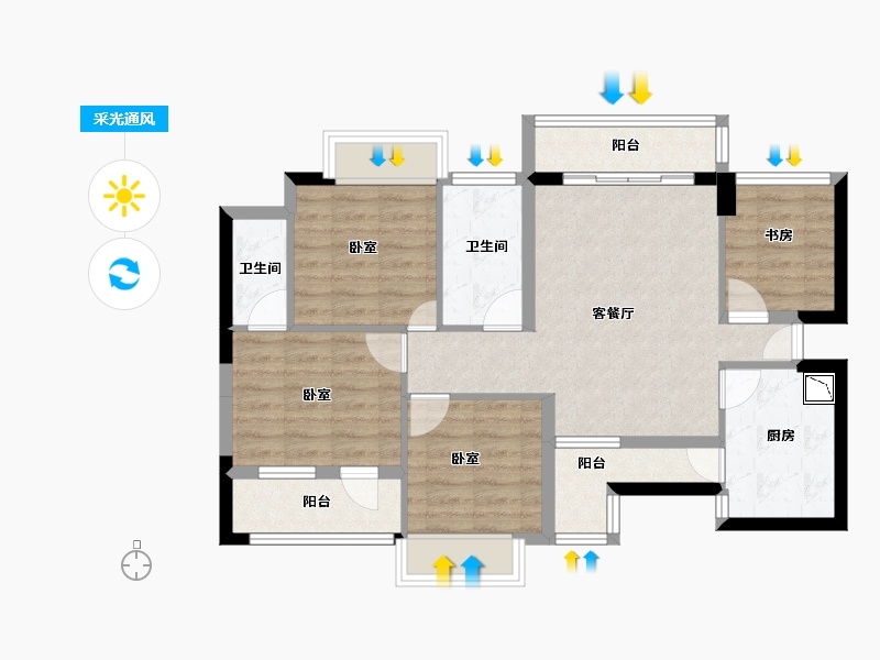 广东省-深圳市-大悦城·天玺壹号住宅-78.75-户型库-采光通风