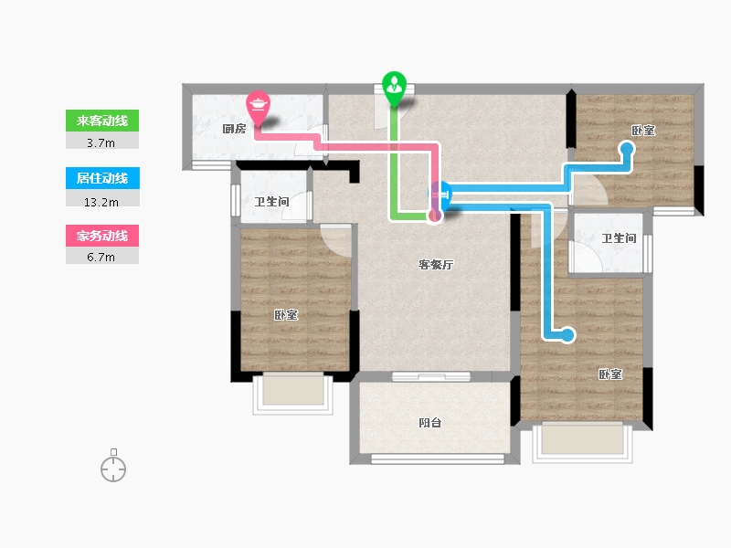 湖北省-咸宁市-三胜首府-86.00-户型库-动静线