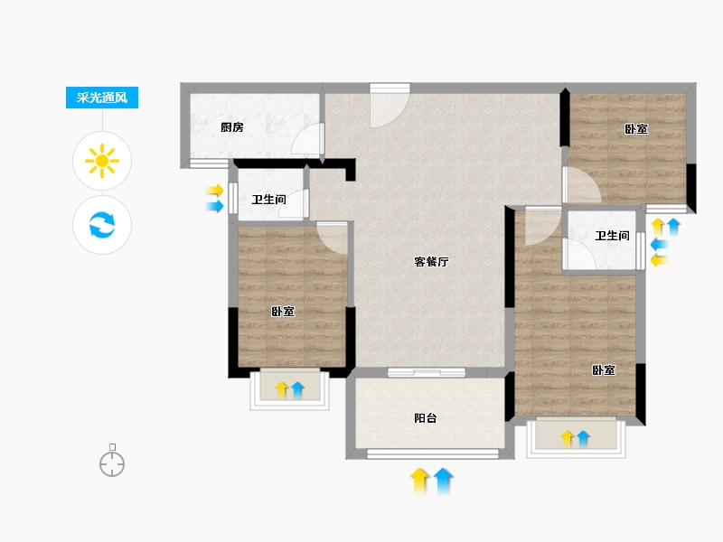 湖北省-咸宁市-三胜首府-86.00-户型库-采光通风