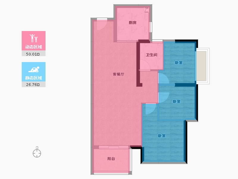 广东省-东莞市-春风格拉斯-68.65-户型库-动静分区