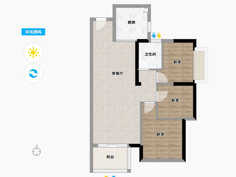 广东省-东莞市-春风格拉斯-68.65-户型库-采光通风