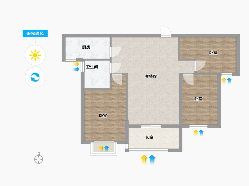 湖北省-咸宁市-碧水龙城-78.56-户型库-采光通风