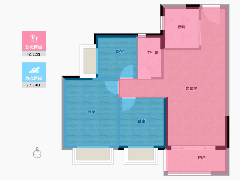 广东省-东莞市-时代倾城-63.40-户型库-动静分区