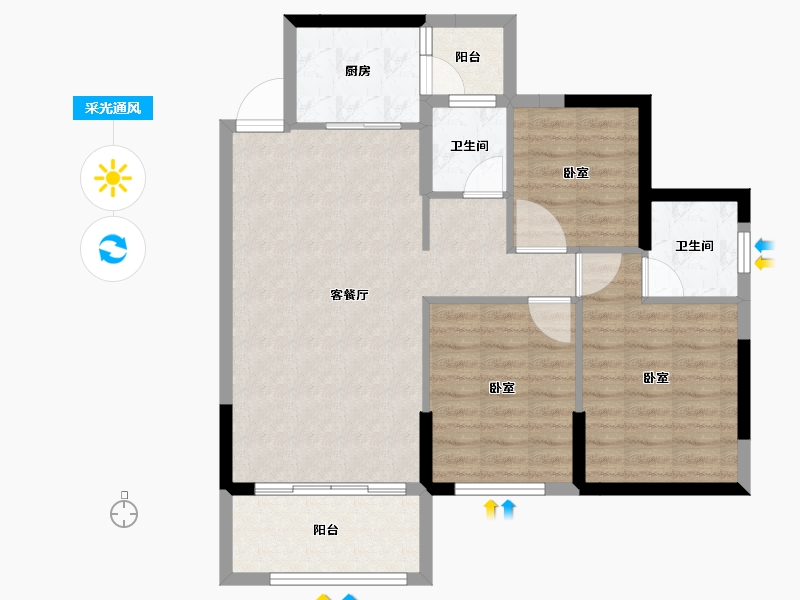 湖南省-郴州市-公园华府-82.16-户型库-采光通风