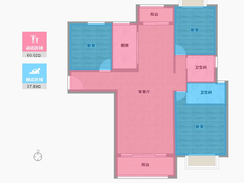 湖北省-咸宁市-始峰悦府-88.21-户型库-动静分区