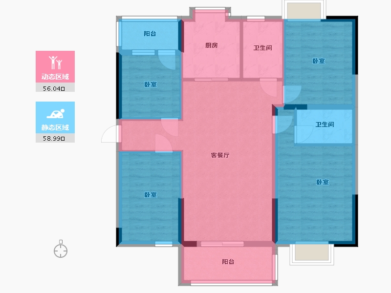 湖北省-咸宁市-璟湖世纪城-103.60-户型库-动静分区