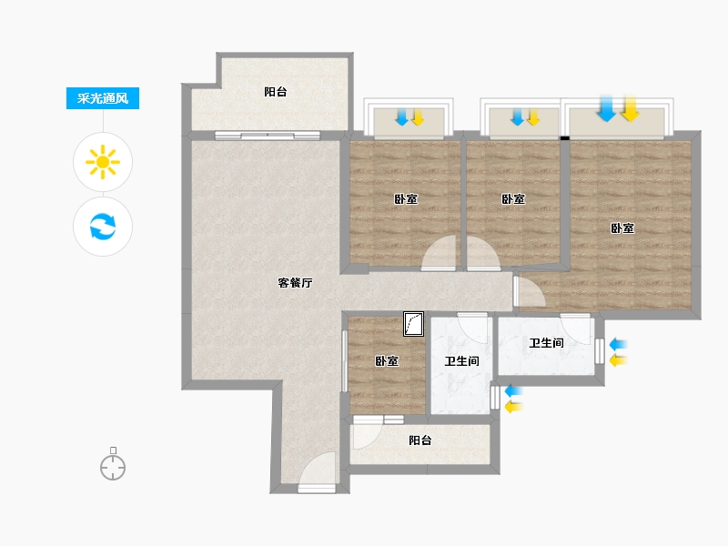 湖南省-郴州市-临武碧桂园-91.35-户型库-采光通风