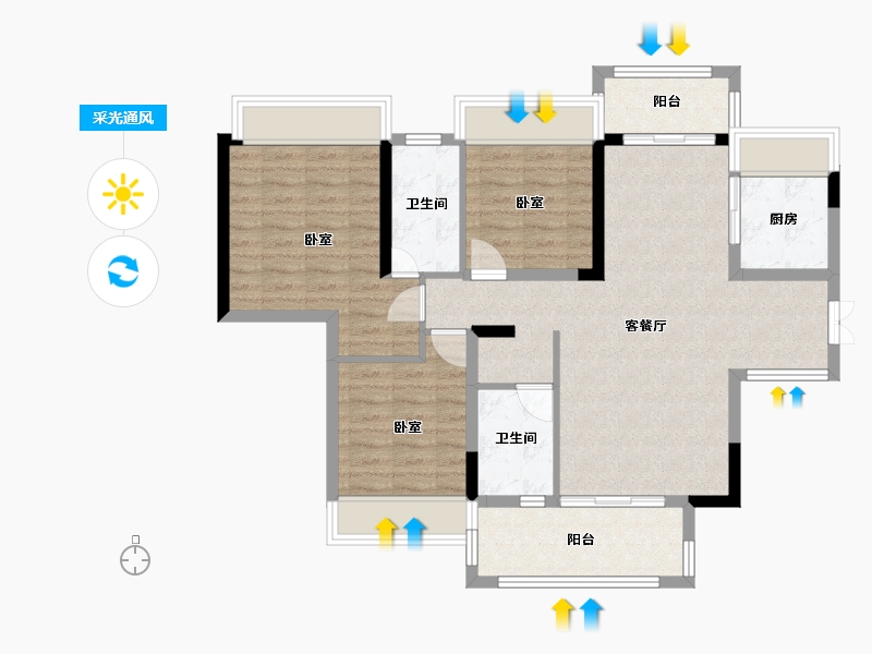 广东省-梅州市-芹洋观邸-92.19-户型库-采光通风