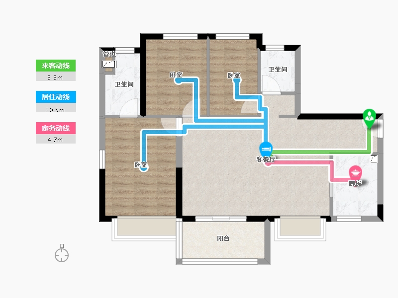 广东省-东莞市-万科珠江东岸-77.75-户型库-动静线