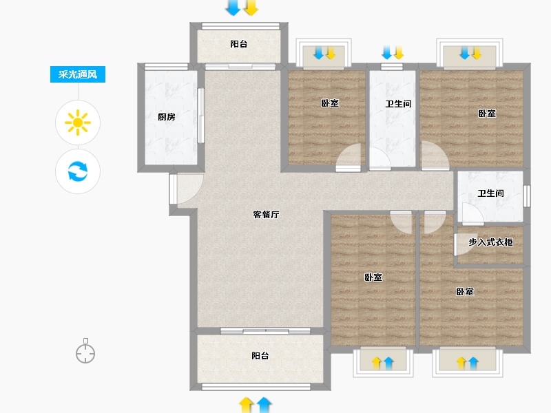 湖北省-咸宁市-始峰悦府-118.86-户型库-采光通风