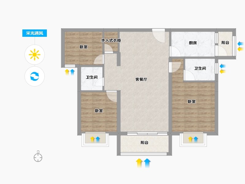 湖北省-咸宁市-始峰悦府-79.00-户型库-采光通风