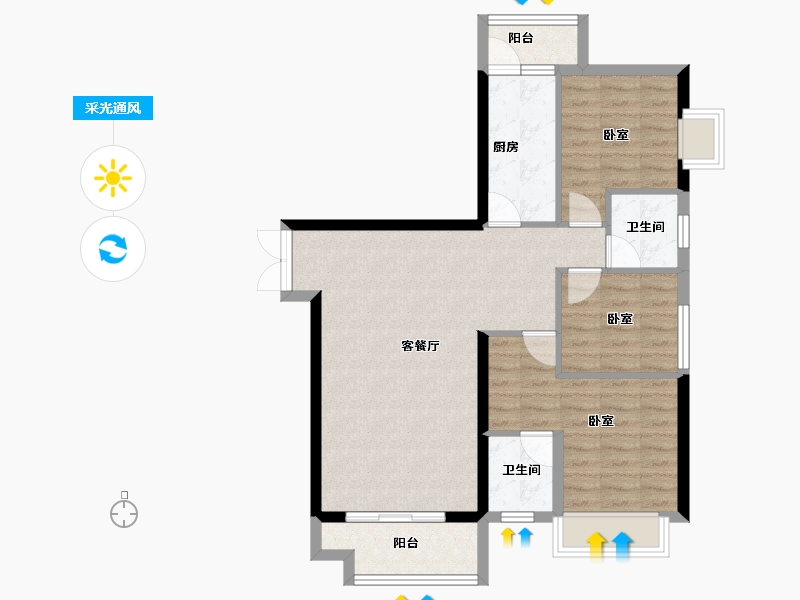 广东省-梅州市-梅州奥园集一广场-79.72-户型库-采光通风