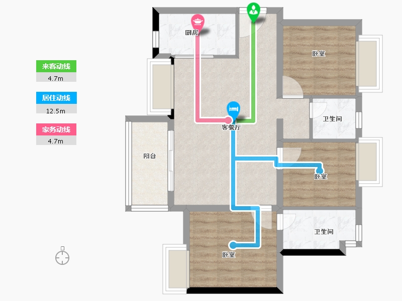 广东省-深圳市-华润置地公园九里花园住宅-76.00-户型库-动静线