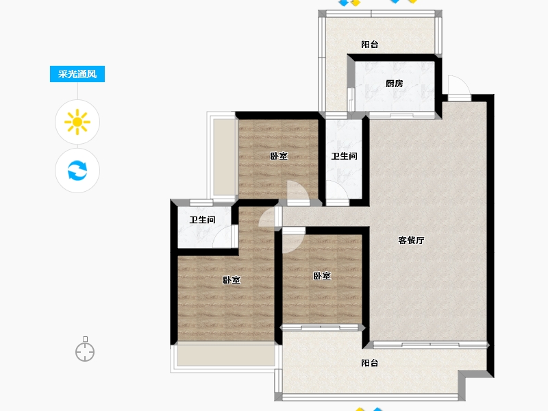 湖南省-衡阳市-中城绿洲-95.08-户型库-采光通风