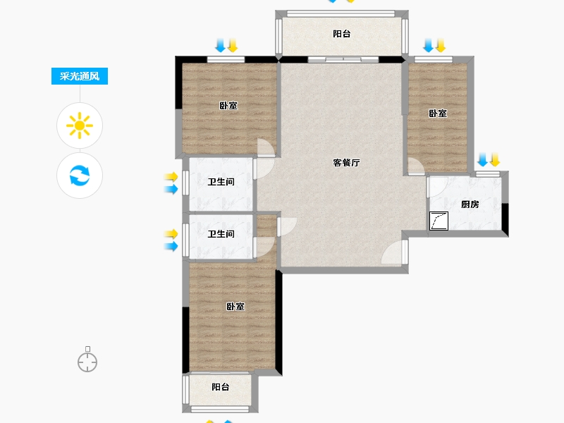 湖北省-咸宁市-鑫博桂苑-107.21-户型库-采光通风