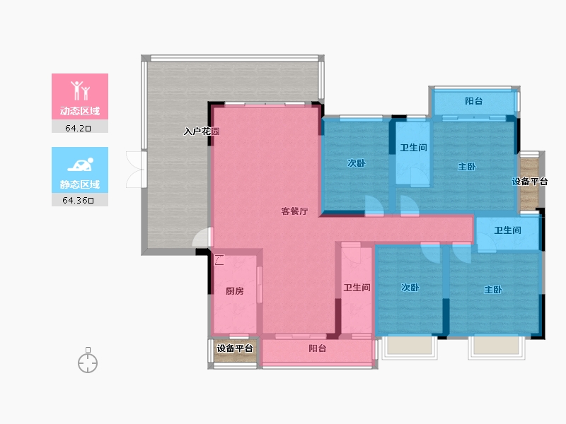 广东省-清远市-君廷湖山-144.28-户型库-动静分区