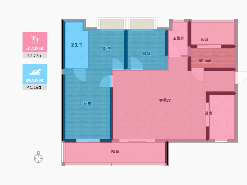 湖北省-咸宁市-宁城新都-107.01-户型库-动静分区